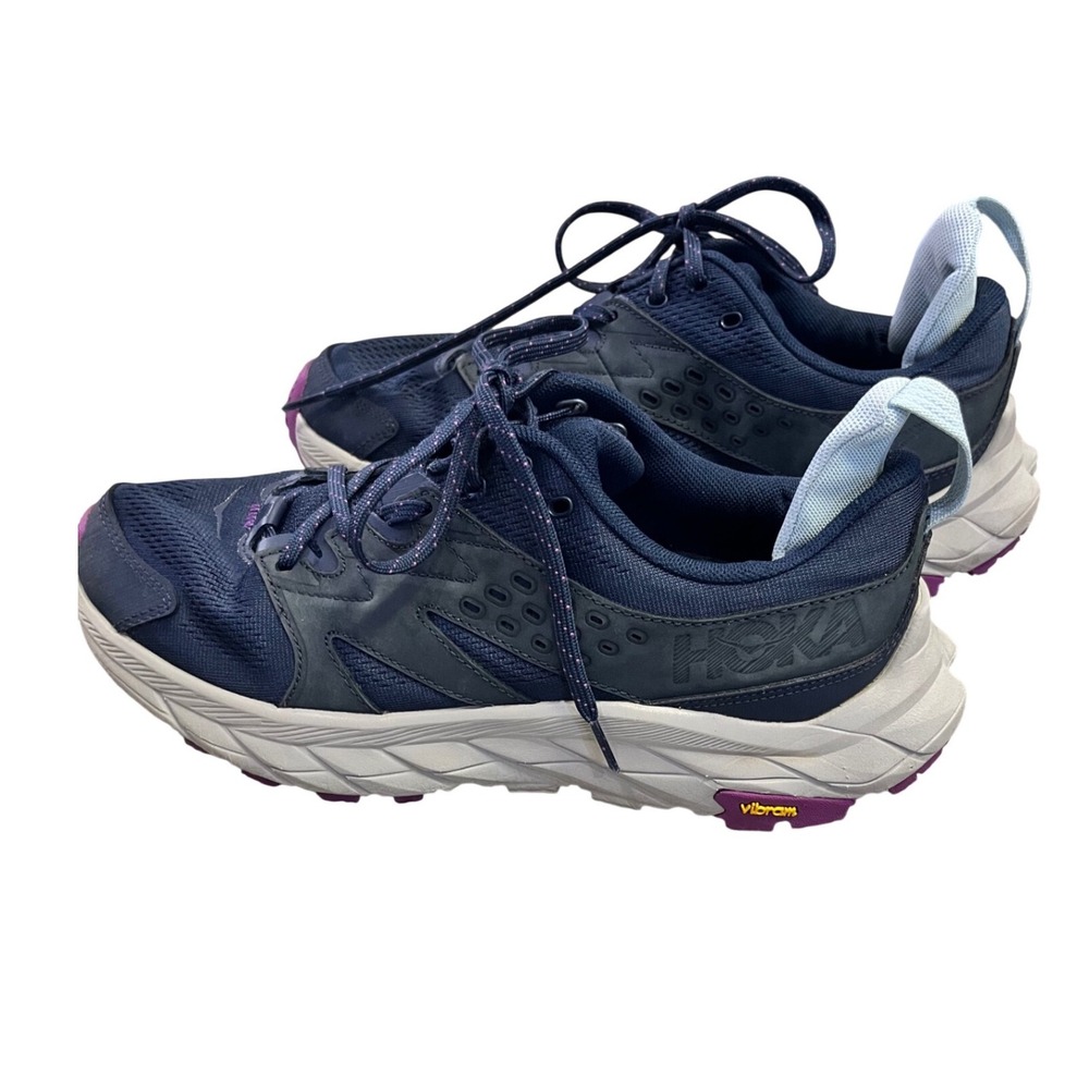 HOKA Anacapa Breeze Low Womens 9.5 Navy Purple Hiking Shoes 1127921 Vibram